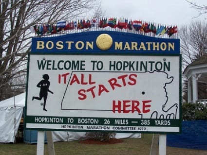 Hopkinton to Boston Marathon