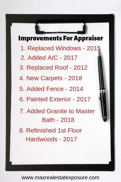 List of Home Improvements For The Appraiser